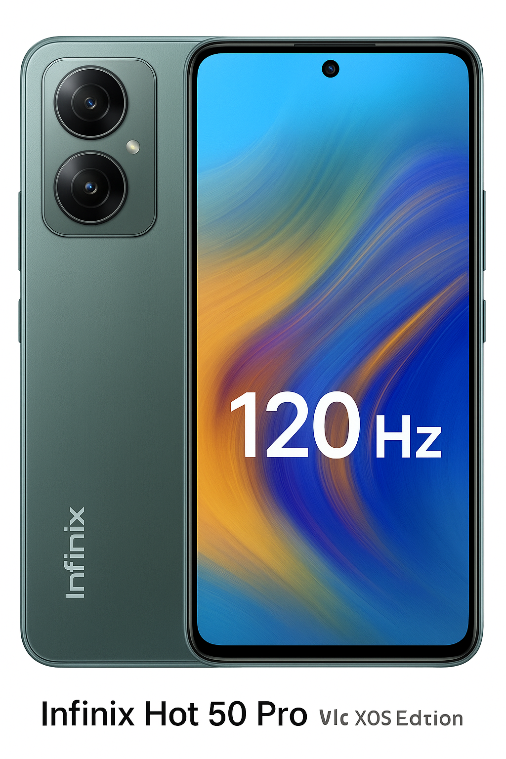 Infinix Hot 50 smartphone front and back view showing large display and modern design